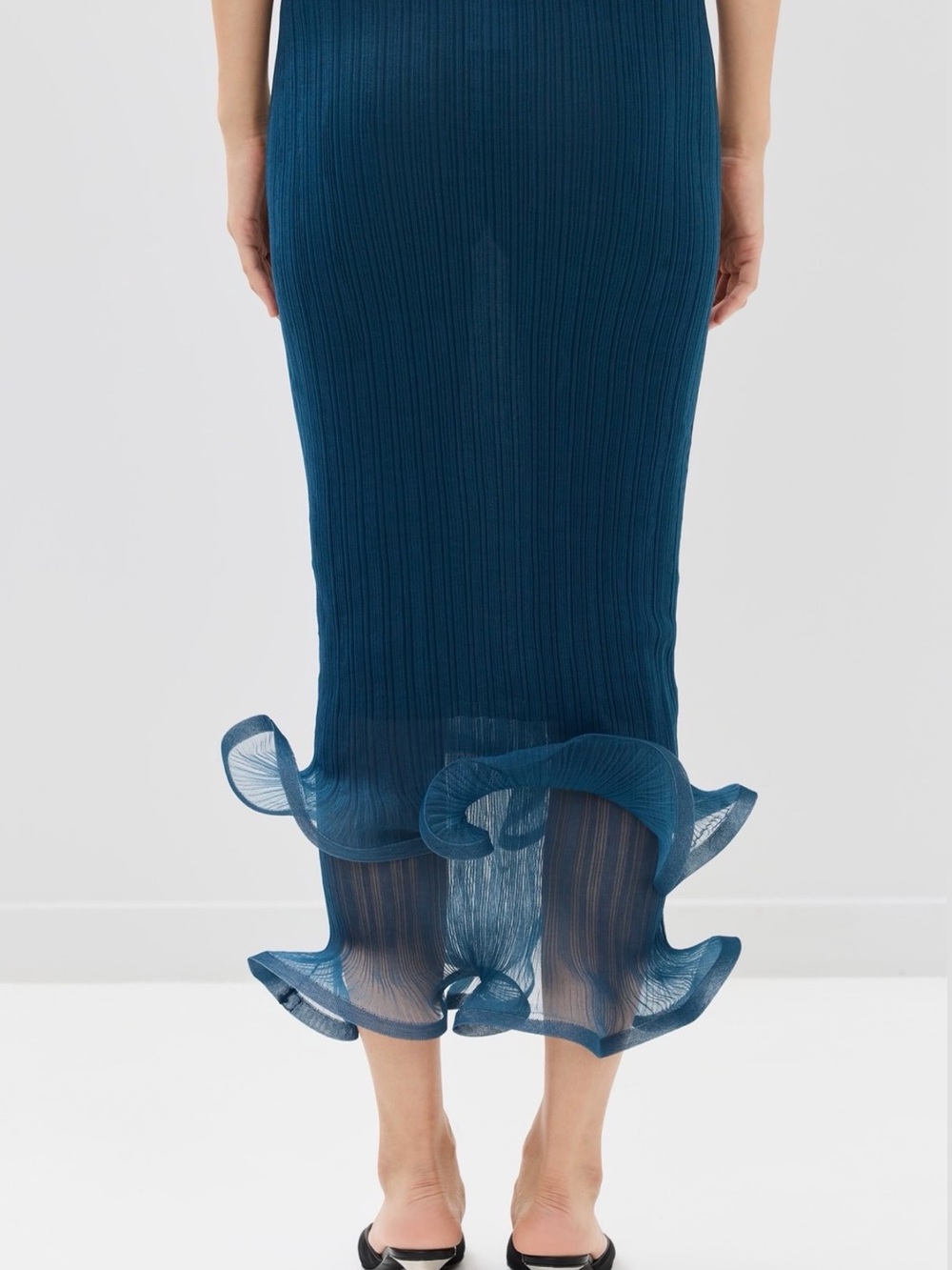 Jonathan Simkhai Deep Teal Ruffle-Hem Midi Skirt - Picture 2 of 3